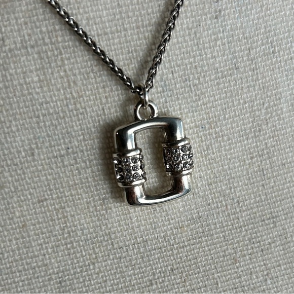 Brighton Meridian Linx Petite Necklace Silver Plated Crystals & Cloth Bag - Picture 3 of 11